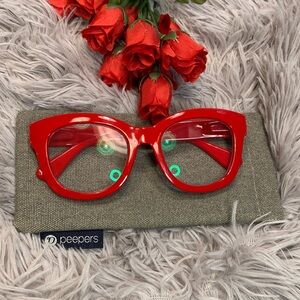 🌹Peepers Center Stage • Oversized Bold Red Cat Eye Reading Glasses +2.50 w/case